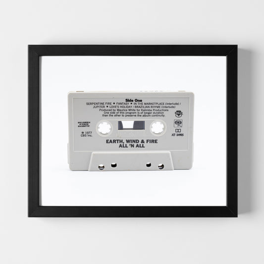 Modern art photo of the cassette of "Earth, Wind & Fire All 'N All"
