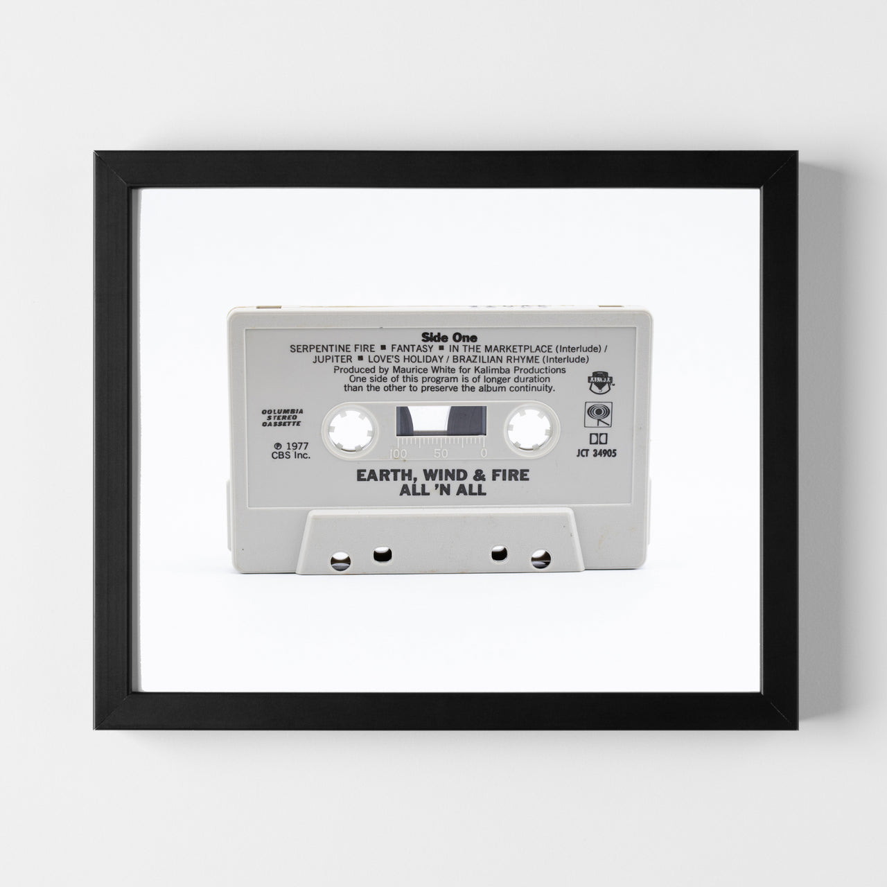 Modern art photo of the cassette of "Earth, Wind & Fire All 'N All"