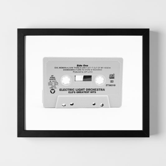 Modern art photo of the cassette of Electric Light Orchestra's "ELO's Greatest Hits"