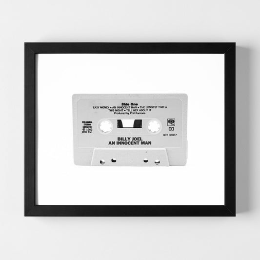 Modern art photo of the cassette of "Billy Joel An Innocent Man"