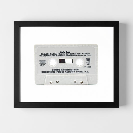 Modern art photo of the cassette of "Bruce Springsteen Greetings from Asbury Park, N.J."