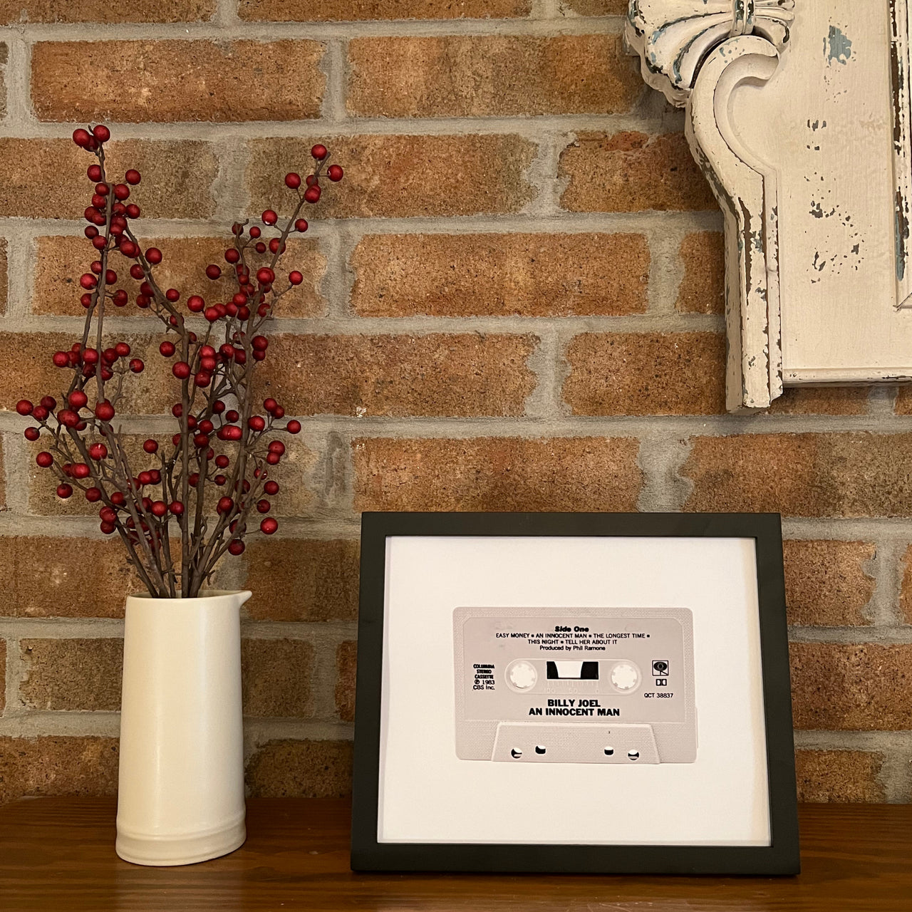 Modern art photo of the cassette of "Billy Joel An Innocent Man" displayed in your home